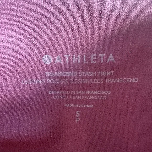 Athleta Transcend Stash High Rise Legging Small Burgundy Maroon Spiced Cabernet - Picture 7 of 9